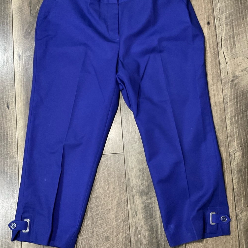 Rafaella Royal Blue Capri Pants with Cuff Tabs